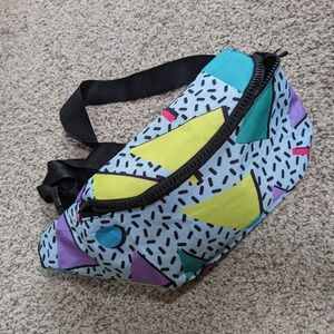 90's 80's retro fanny pack. Geometric neon pattern
